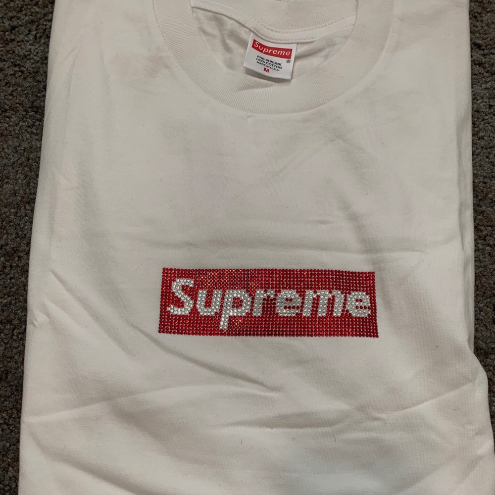 Used Supreme Swarovski Box Logo Tee (Medium)